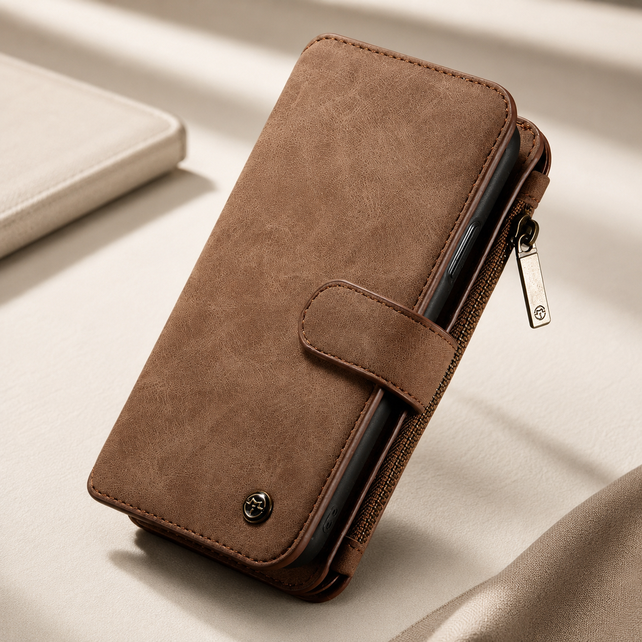 Premium Luxury iPhone Case MagSafe Compatible Detachable Leather Wallet Cover Flip Stand Card Holder Shockproof Camera Protection Slim Design Finish