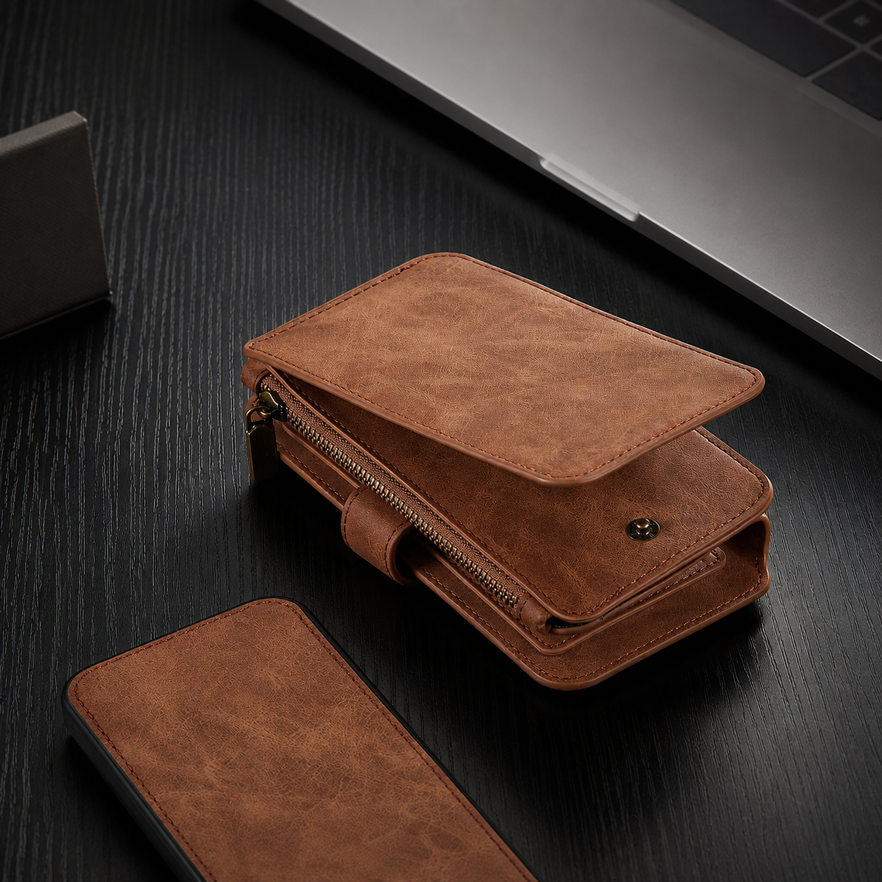 Premium Luxury iPhone Case MagSafe Compatible Detachable Leather Wallet Cover Flip Stand Card Holder Shockproof Camera Protection Slim Design Finish