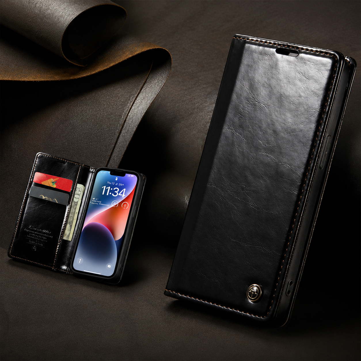 Premium Luxury iPhone Case MagSafe Compatible Detachable Leather Wallet Cover Flip Stand Card Holder Shockproof Camera Protection Slim Design Finish