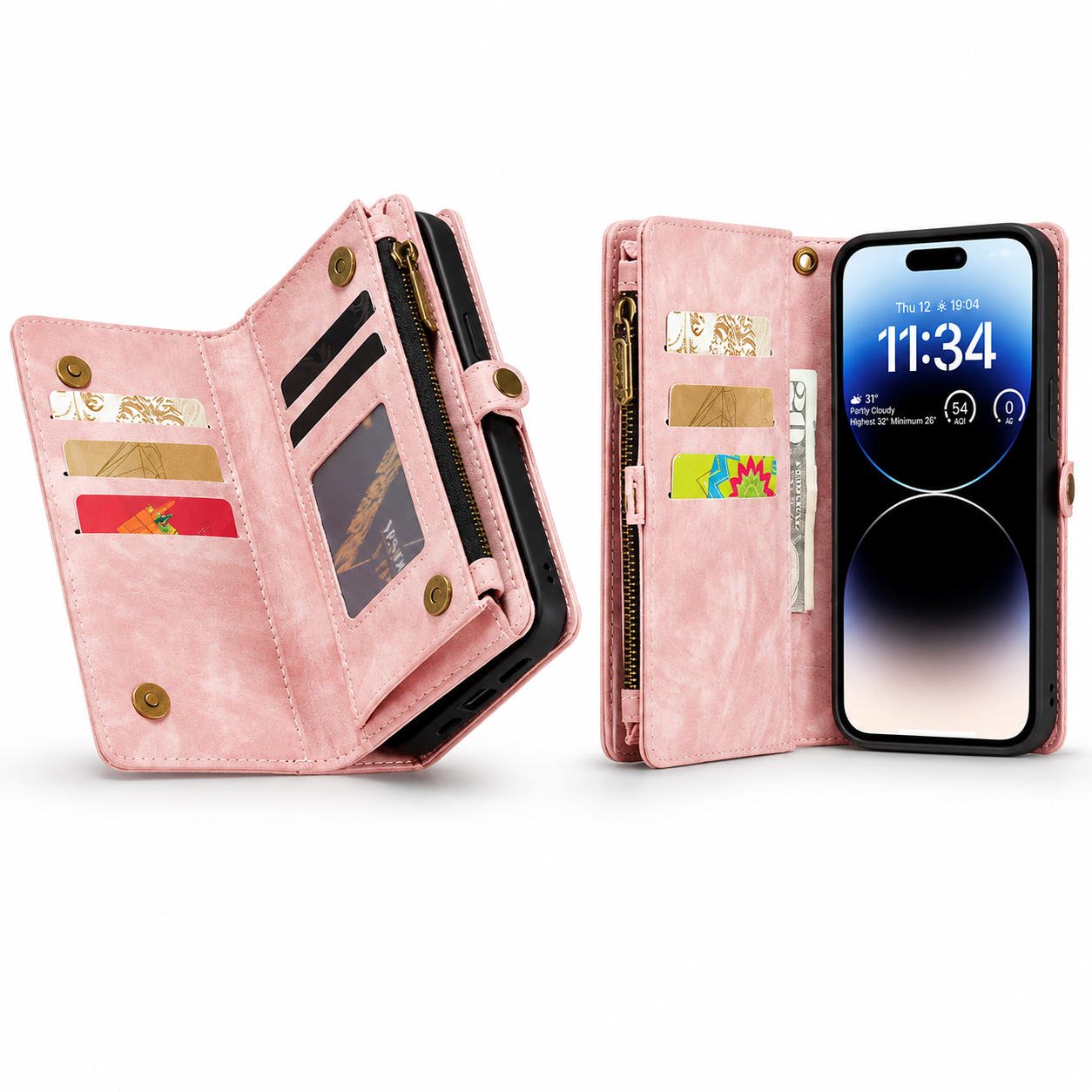 Premium Luxury iPhone Case MagSafe Compatible Detachable Leather Wallet Cover Flip Stand Card Holder Shockproof Camera Protection Slim Design Finish