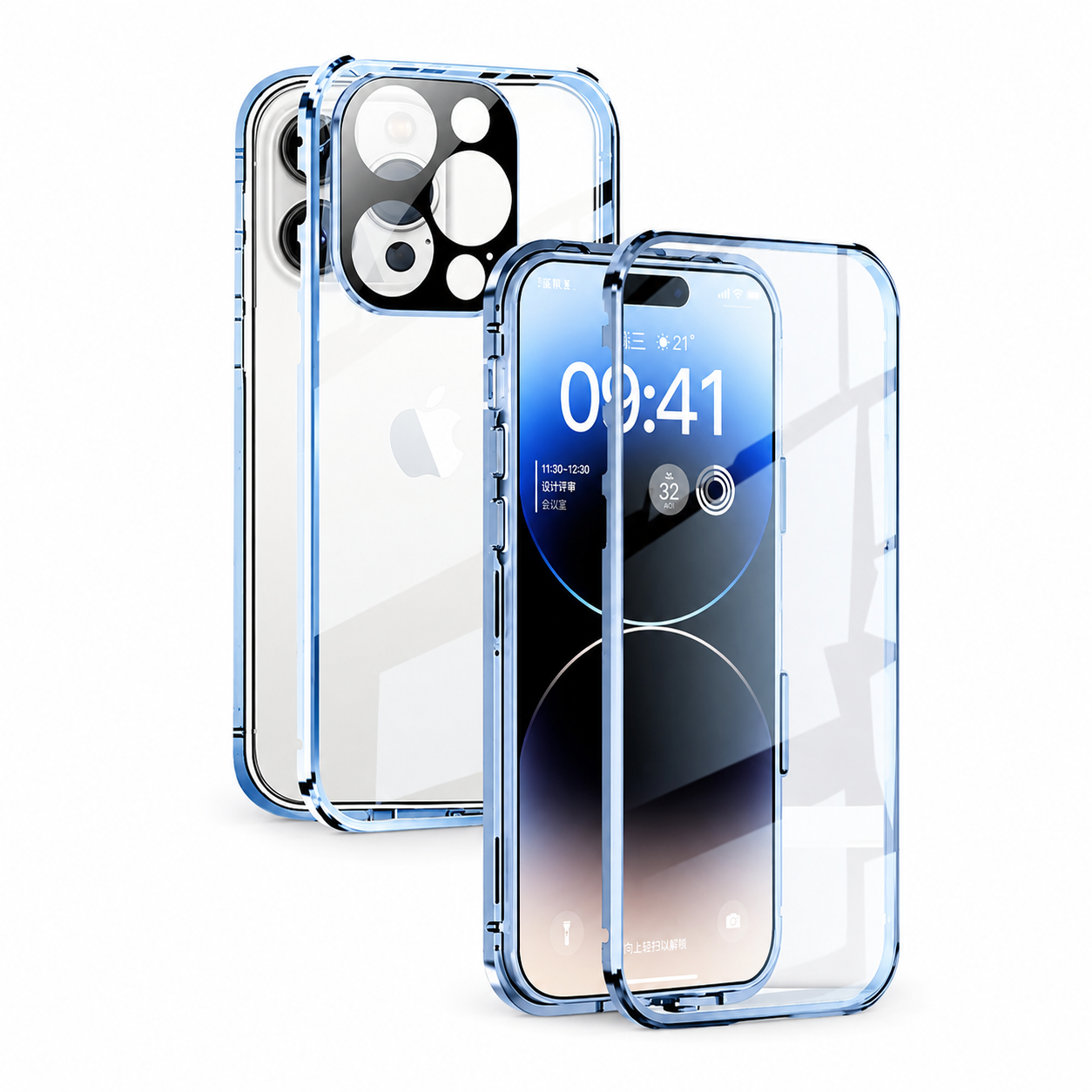 Premium Luxury iPhone Case MagSafe Compatible Double Sided Tempered Glass Metal Frame Cover Shockproof 360 Full Body Magnetic Fit Camera Protection Slim Design Finish