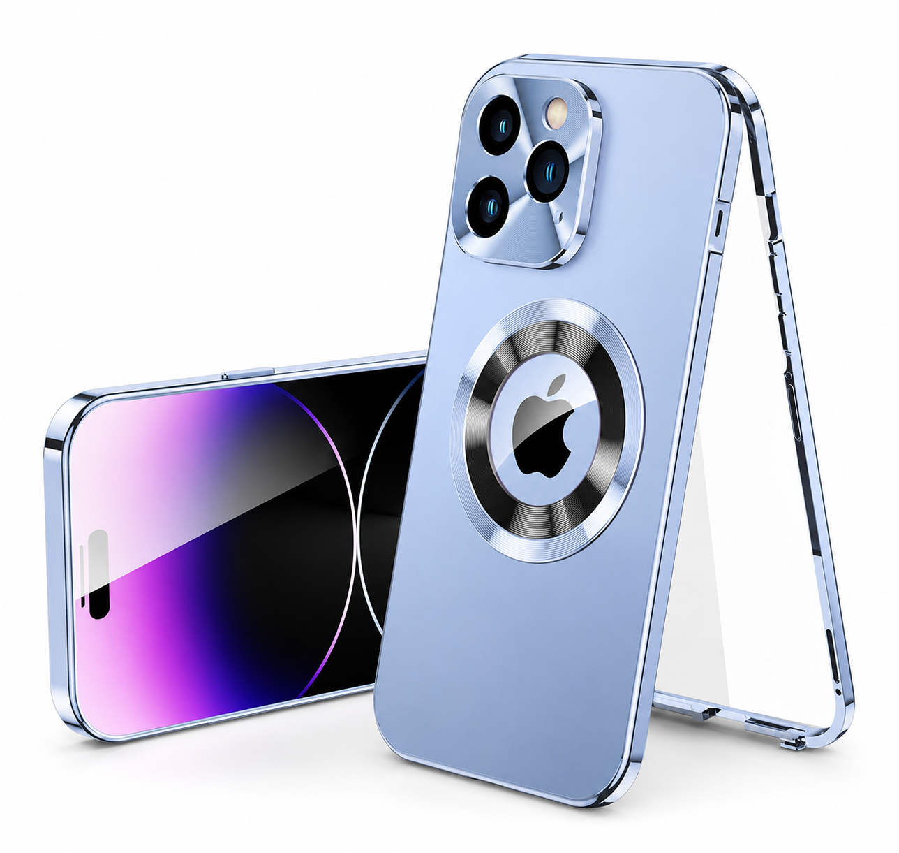 Premium Luxury iPhone Case MagSafe Compatible Double Sided Tempered Glass Privacy Cover Metal Frame Shockproof 360 Full Body Camera Protection Slim Design Finish