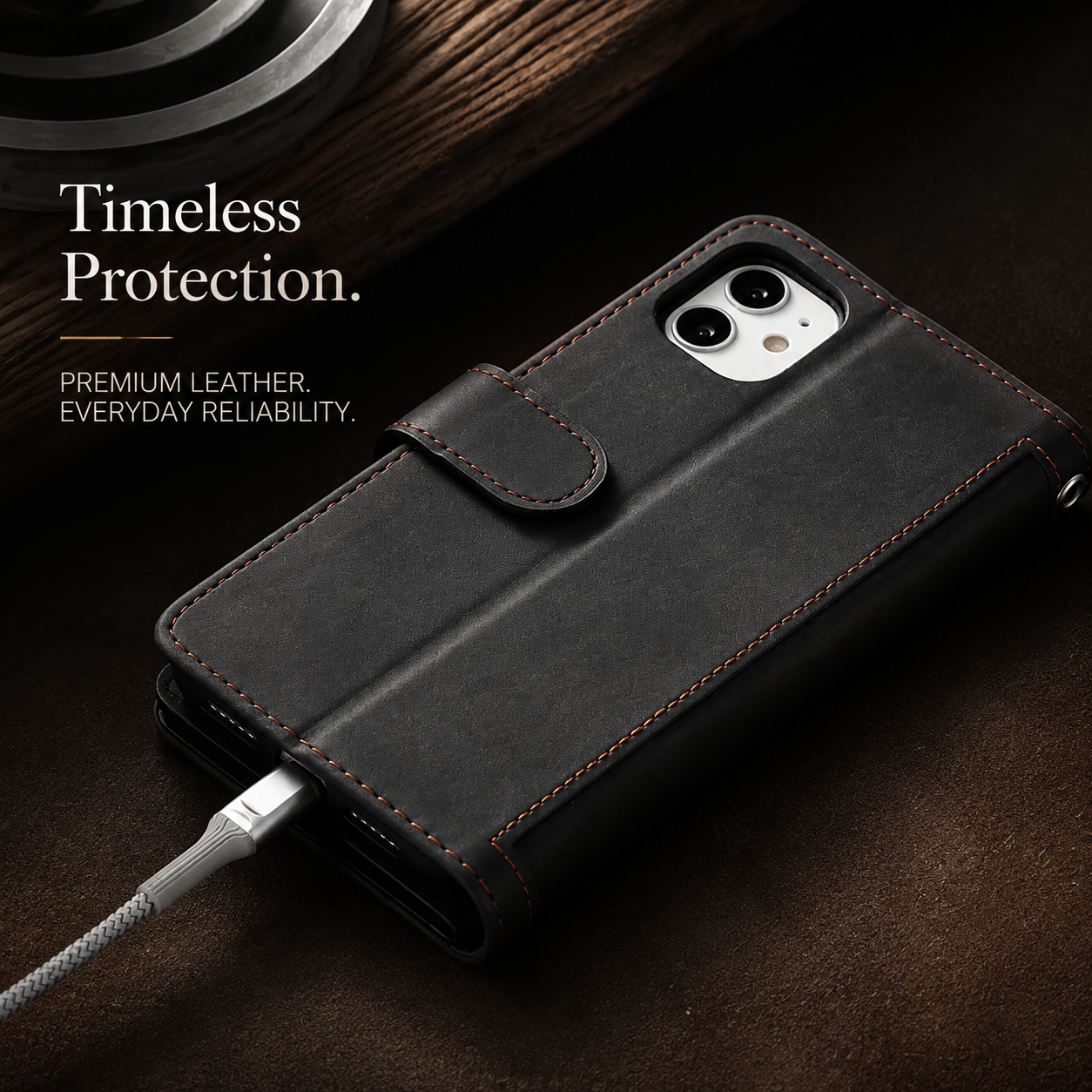 Premium Luxury iPhone Case MagSafe Compatible Flip Wallet Leather Cover Zipper Card Holder Strap Kickstand Shockproof Camera Protection Design Finish