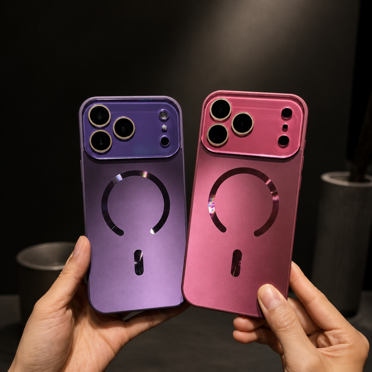 Premium Luxury iPhone Case MagSafe Compatible Flowing Light Big Window Magnetic Shockproof Cover Lightweight Full Protection Anti Scratch Durable Design