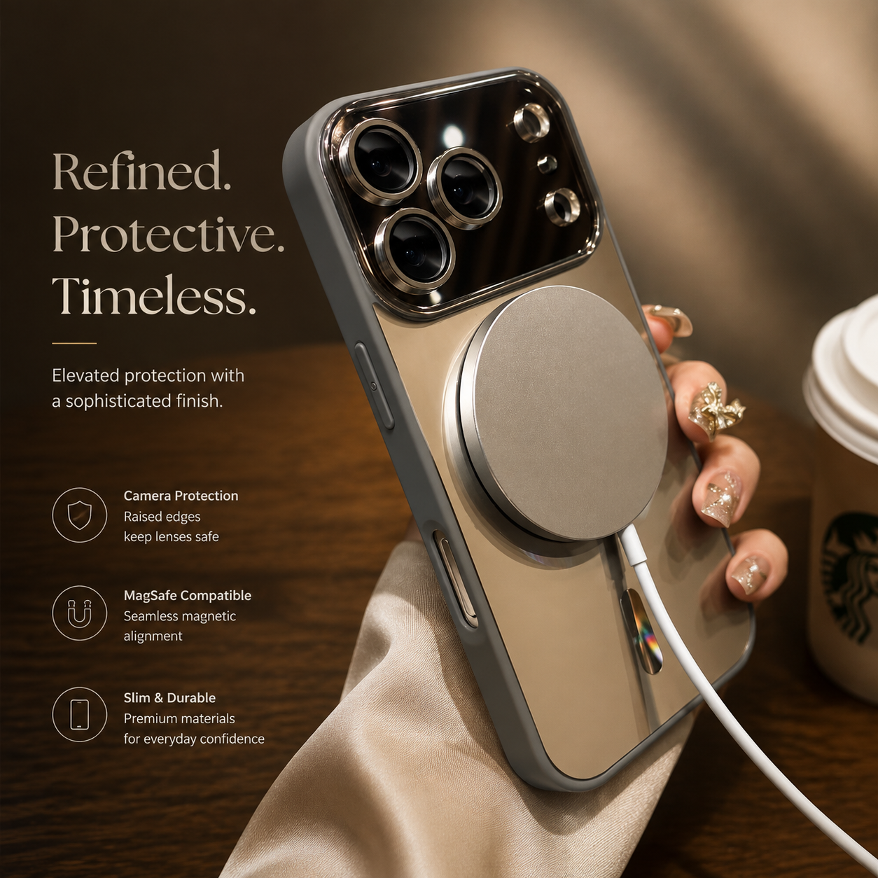 Premium Luxury iPhone Case MagSafe Compatible Flowing Light Big Window Magnetic Shockproof Cover Lightweight Full Protection Anti Scratch Durable Design