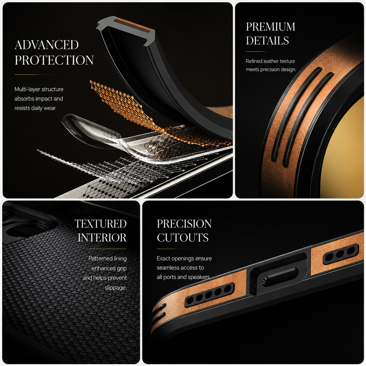 Premium Luxury iPhone Case MagSafe Compatible Genuine Leather Cover Magnetic Shockproof Camera Protection Slim Protective Durable Design Finish