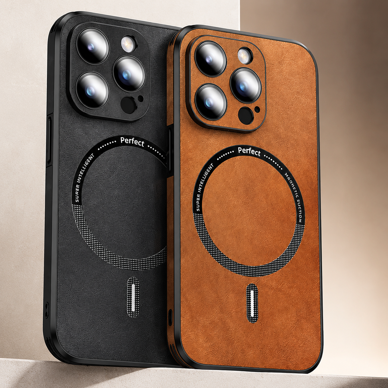 Premium Luxury iPhone Case MagSafe Compatible Genuine Leather Cover Magnetic Shockproof Camera Protection Slim Protective Durable Design Finish