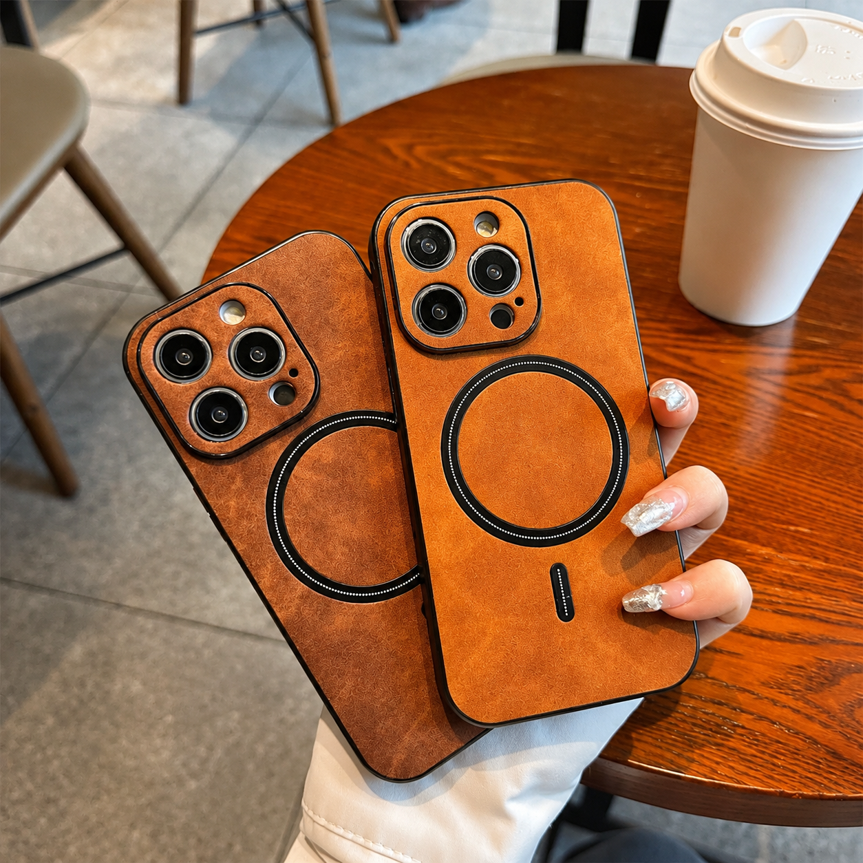 Premium Luxury iPhone Case MagSafe Compatible Genuine Leather Cover Magnetic Shockproof Camera Protection Slim Protective Durable Design Finish