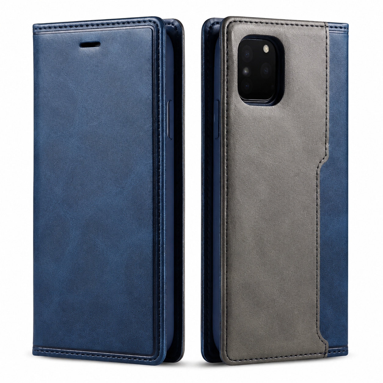 Premium Luxury iPhone Case MagSafe Compatible Genuine Leather Flip Wallet Cover Card Holder Magnetic Closure Shockproof Camera Protection Slim Design Finish
