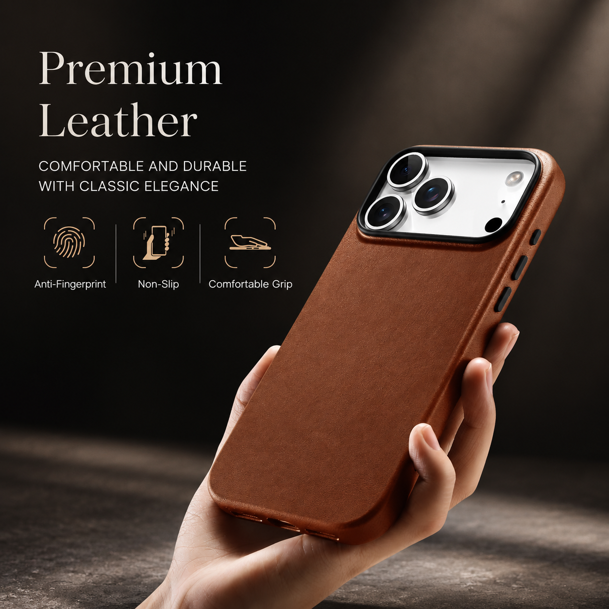 Premium Luxury iPhone Case MagSafe Compatible Genuine Leather Slim Fit Cover Shockproof Full Coverage Anti Fingerprint Non Slip Durable Design