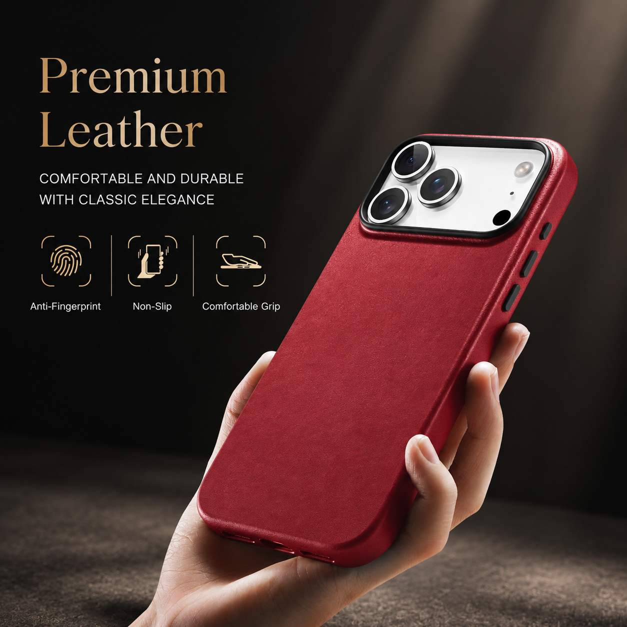 Premium Luxury iPhone Case MagSafe Compatible Genuine Leather Slim Fit Cover Shockproof Full Coverage Anti Fingerprint Non Slip Durable Design
