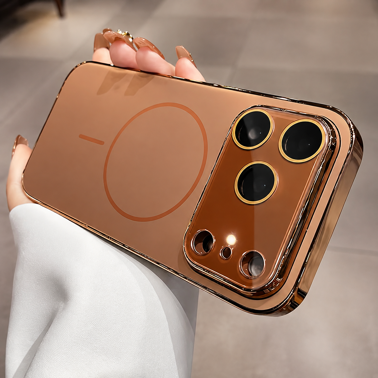 Premium Luxury iPhone Case MagSafe Compatible Hard PC Cover Tempered Glass Camera Protection Shockproof Anti Fingerprint Color Collision Durable Design