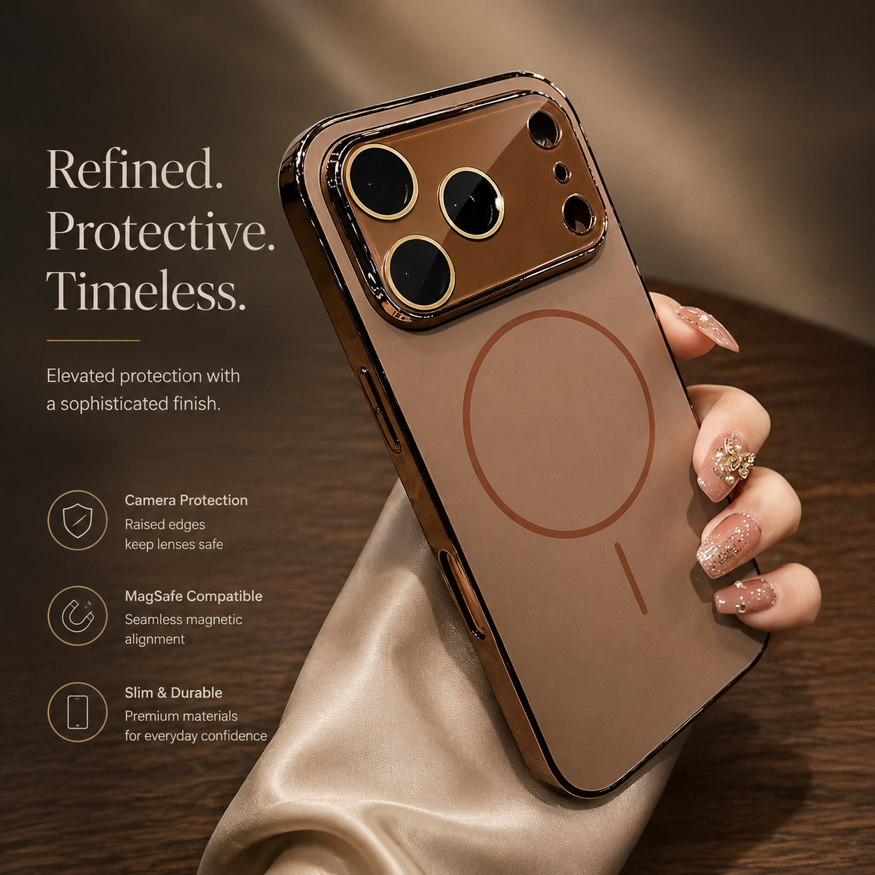 Premium Luxury iPhone Case MagSafe Compatible Hard PC Cover Tempered Glass Camera Protection Shockproof Anti Fingerprint Color Collision Durable Design