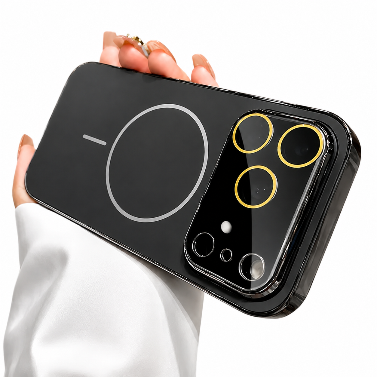 Premium Luxury iPhone Case MagSafe Compatible Hard PC Cover Tempered Glass Camera Protection Shockproof Anti Fingerprint Color Collision Durable Design