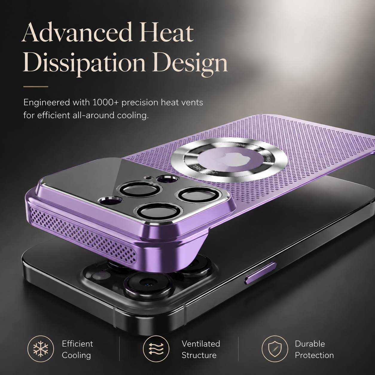 Premium Luxury iPhone Case MagSafe Compatible Heat Dissipation Metal Frame Cover Shockproof Camera Protection Electroplated Mesh Slim Durable Design Finish