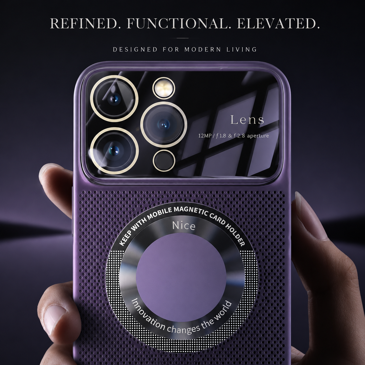 Premium Luxury iPhone Case MagSafe Compatible Heat Dissipation Metal Frame Cover Shockproof Camera Protection Electroplated Mesh Slim Durable Design Finish