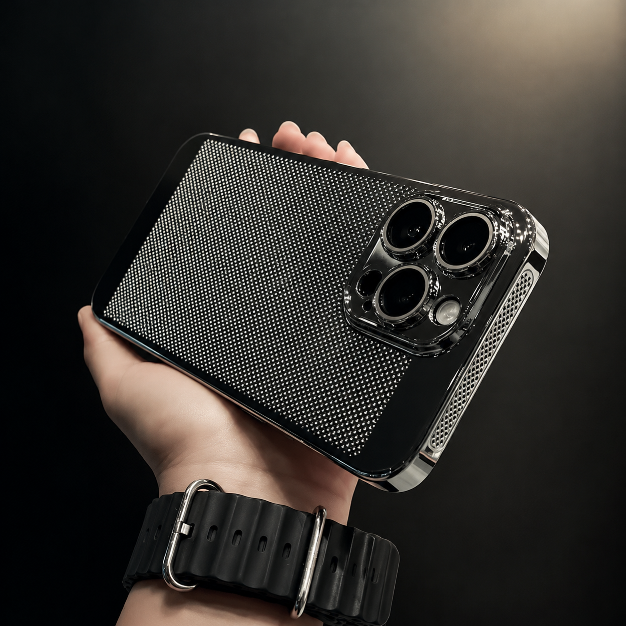 Premium Luxury iPhone Case MagSafe Compatible Honeycomb Texture Heat Dissipation Cover Shockproof Camera Lens Protection Slim Protective Design Finish