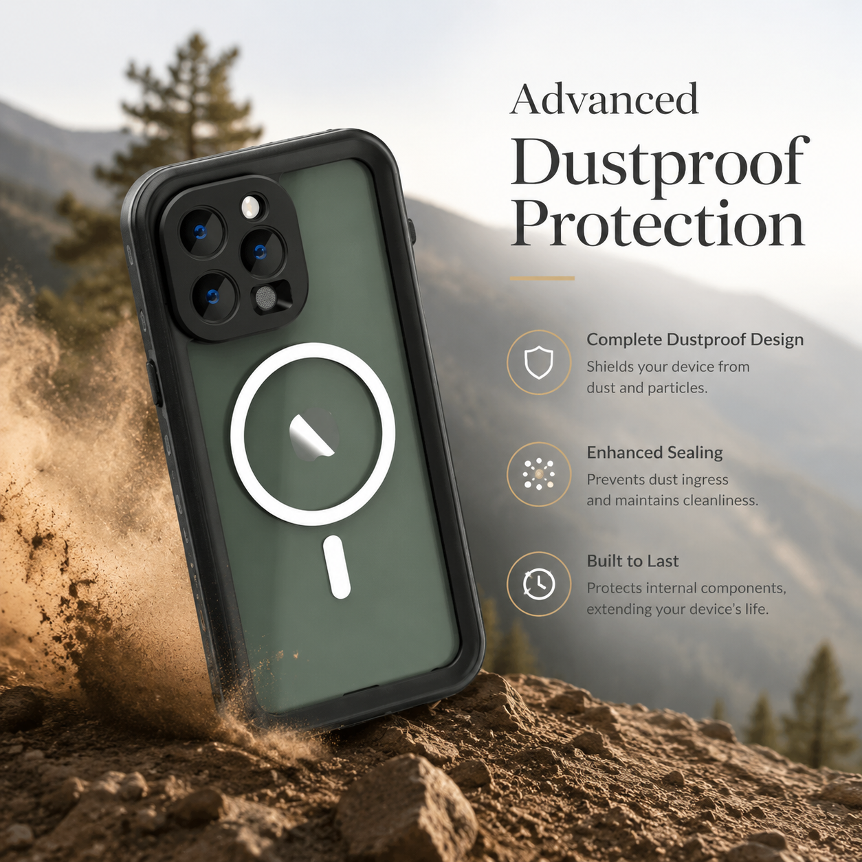 Premium Luxury iPhone Case MagSafe Compatible IP68 Waterproof 360 Full Body Sealed Cover Shockproof Transparent Camera Protection Durable Design