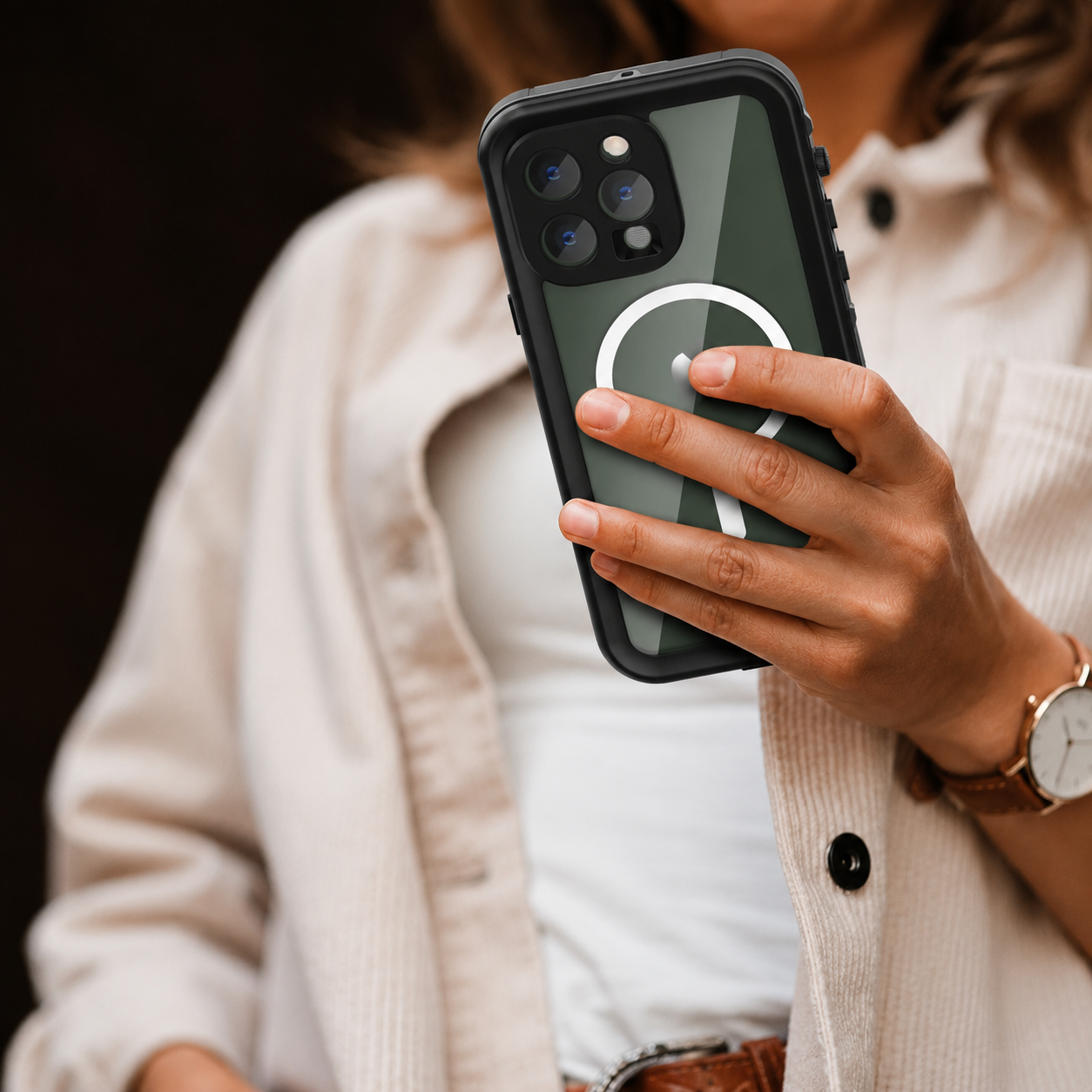 Premium Luxury iPhone Case MagSafe Compatible IP68 Waterproof 360 Full Body Sealed Cover Shockproof Transparent Camera Protection Durable Design