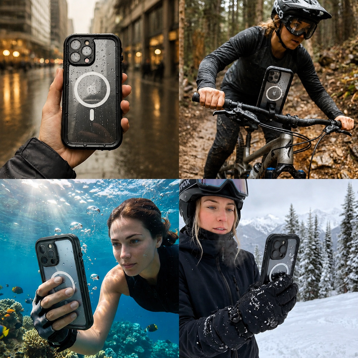 Premium Luxury iPhone Case MagSafe Compatible IP68 Waterproof Cover 360 Full Body Sealed Shockproof Camera Lens Protection Dustproof Durable Design