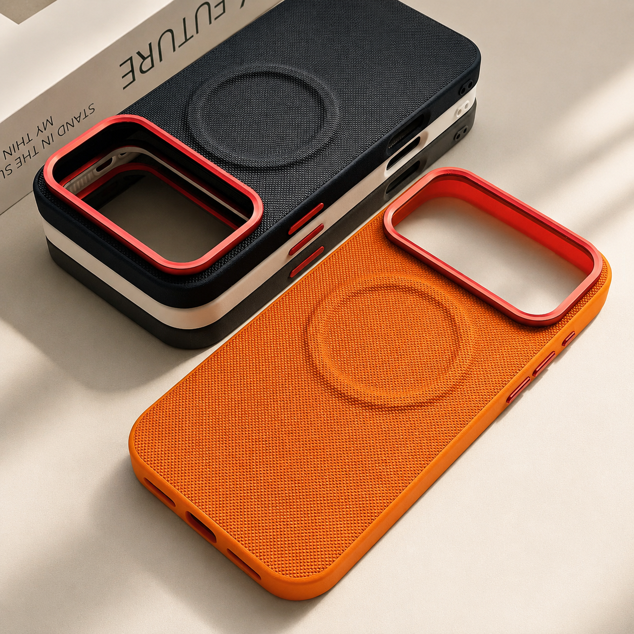Premium Luxury iPhone Case MagSafe Compatible Leather Cover Diamond Texture Shockproof PC TPU Hybrid Individual Buttons Durable Protective Design