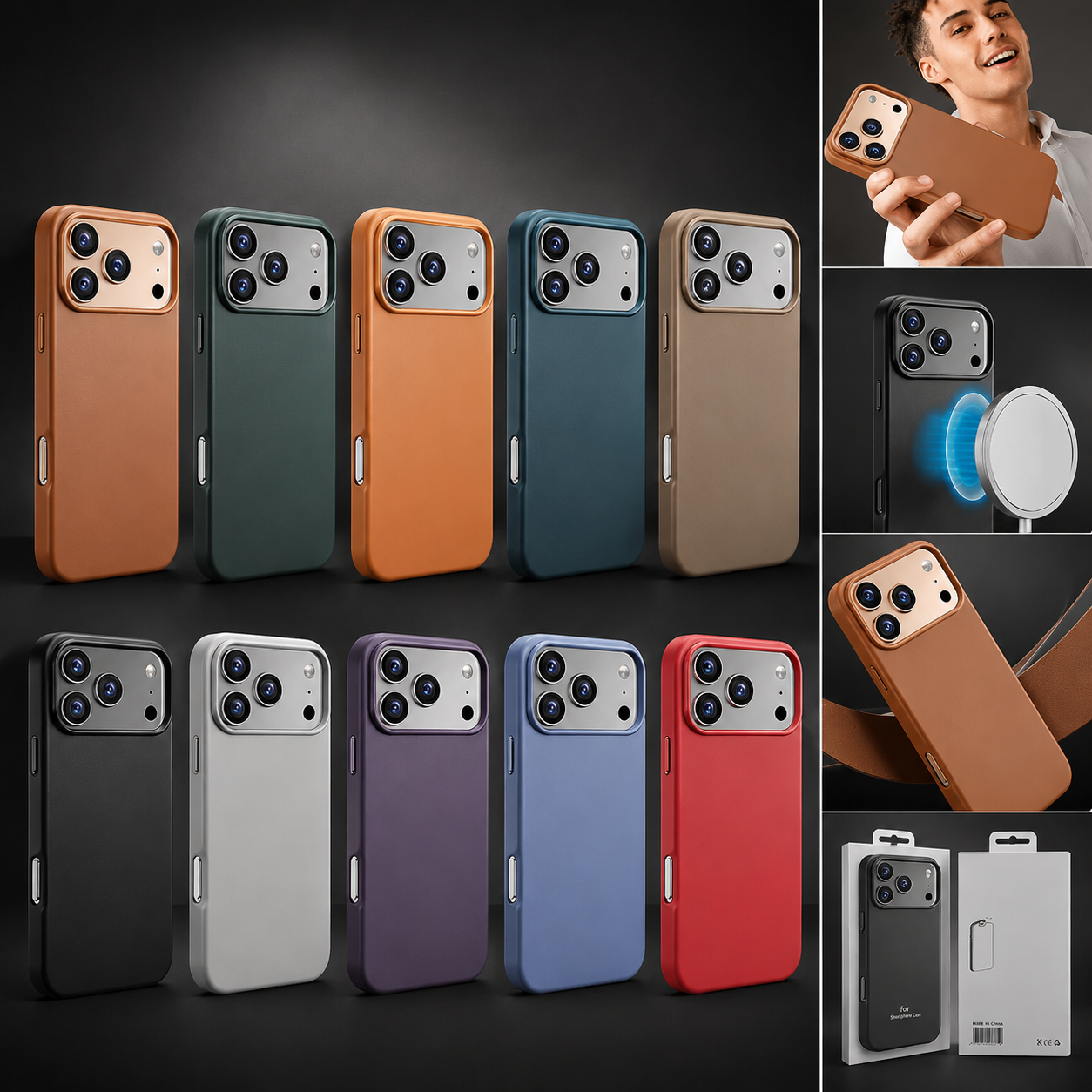 Premium Luxury iPhone Case MagSafe Compatible Leather Cover Strong Magnetic Support Half Wrapped Shockproof Protective Durable Design Premium Finish