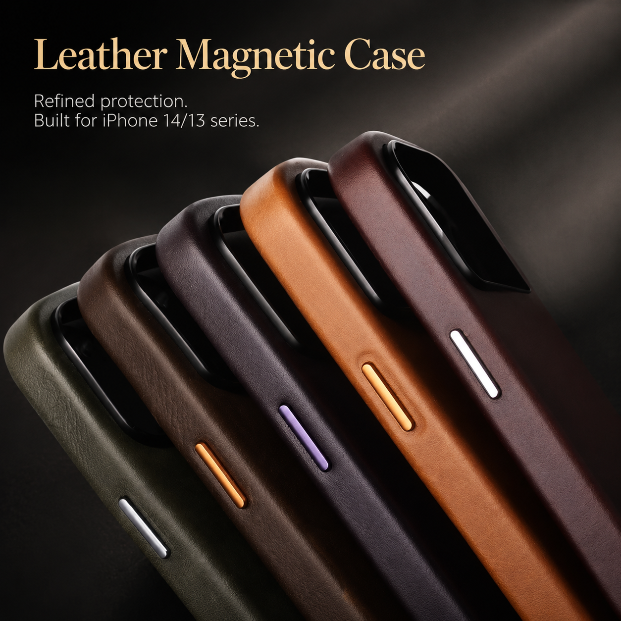 Premium Luxury iPhone Case MagSafe Compatible Leather Cover Strong Magnetic Support Half Wrapped Shockproof Protective Durable Design Premium Finish