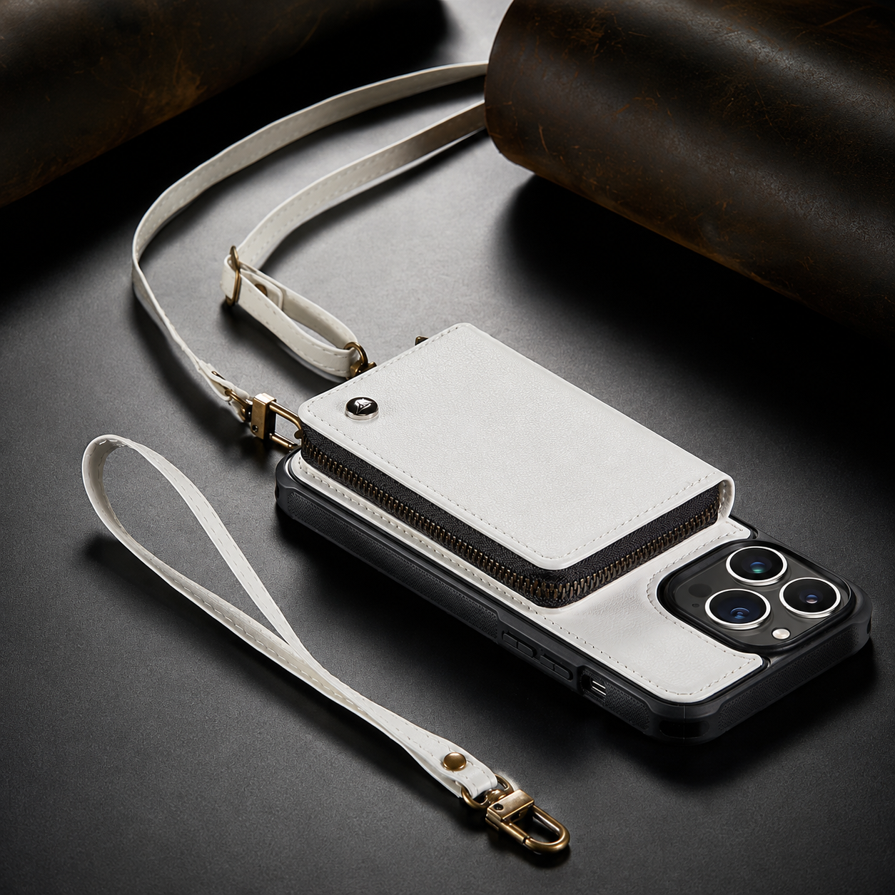Premium Luxury iPhone Case MagSafe Compatible Leather Crossbody Wallet Cover Card Holder Strap Stand Shockproof Full Body Protection Slim Design Finish
