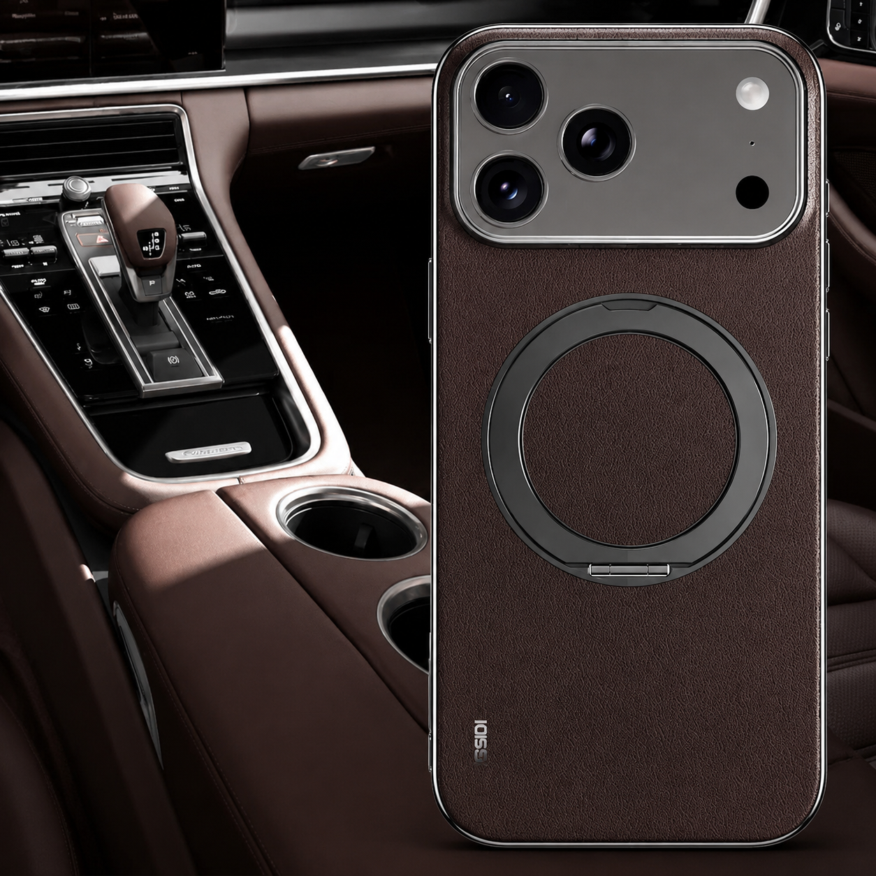 Premium Luxury iPhone Case MagSafe Compatible Leather Ring Holder Cover Lens Protection Shockproof Slim Back Protective Durable Design Finish