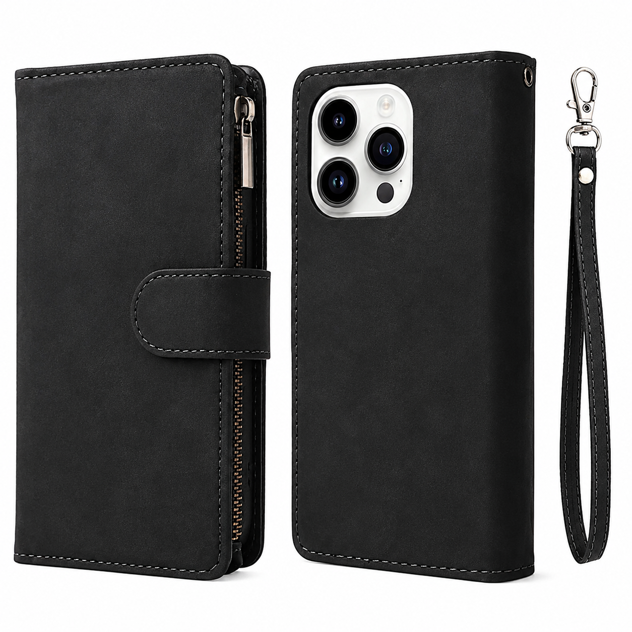 Premium Luxury iPhone Case MagSafe Compatible Leather Wallet Cover Card Holder Magnetic Closure Shockproof Camera Protection Slim Design Finish