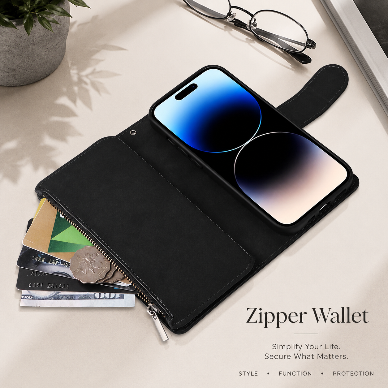 Premium Luxury iPhone Case MagSafe Compatible Leather Wallet Cover Card Holder Magnetic Closure Shockproof Camera Protection Slim Design Finish