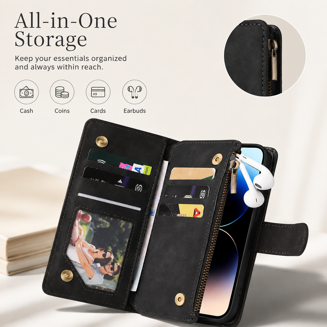 Premium Luxury iPhone Case MagSafe Compatible Leather Wallet Cover Card Holder Magnetic Closure Shockproof Camera Protection Slim Design Finish