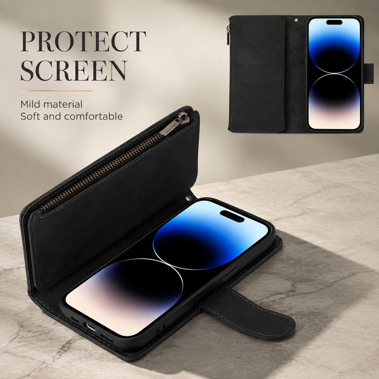 Premium Luxury iPhone Case MagSafe Compatible Leather Wallet Cover Card Holder Magnetic Closure Shockproof Camera Protection Slim Design Finish
