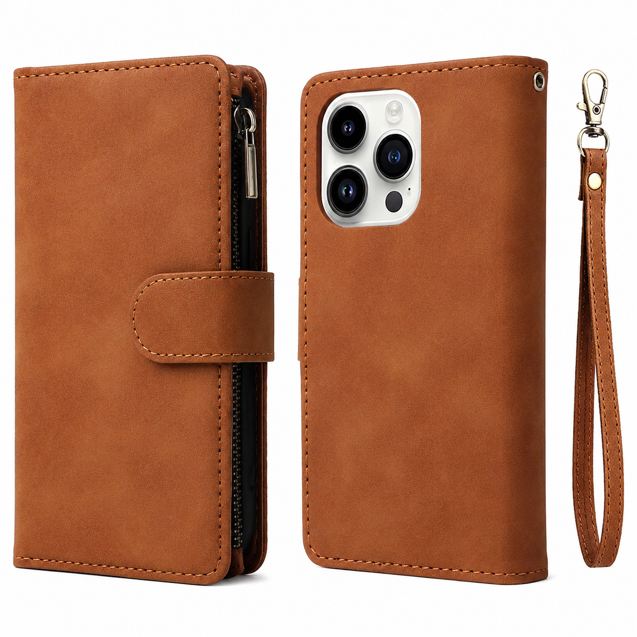 Premium Luxury iPhone Case MagSafe Compatible Leather Wallet Cover Card Holder Magnetic Closure Shockproof Camera Protection Slim Design Finish