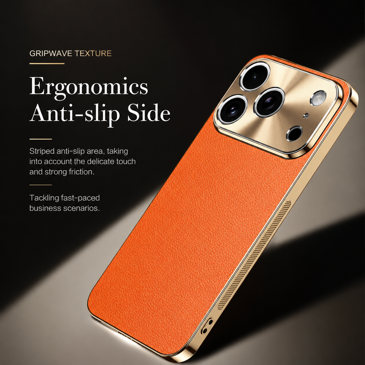 Premium Luxury iPhone Case MagSafe Compatible Lychee Texture Leather Cover Electroplated Frame Shockproof Camera Protection Full Coverage Slim Design Finish