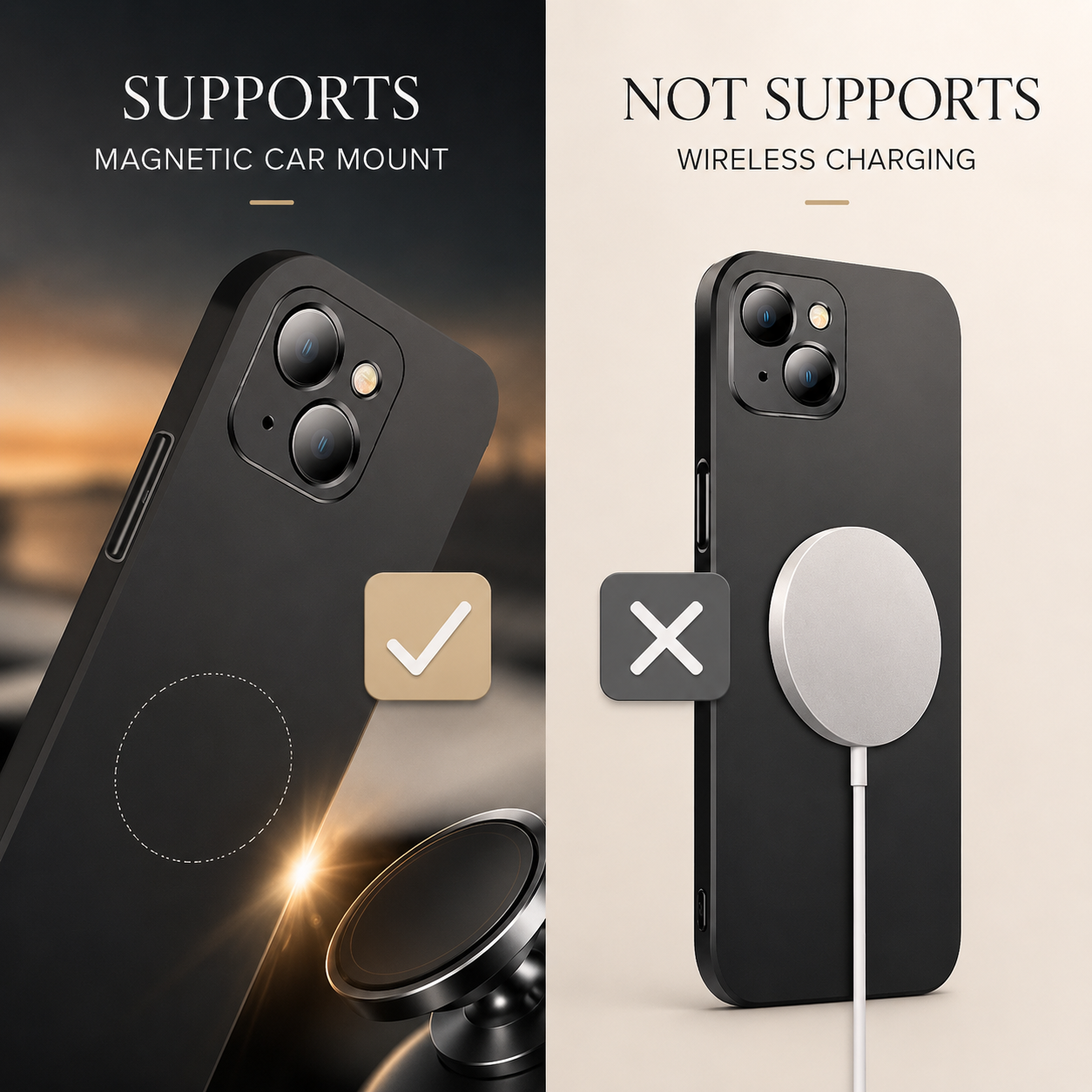 Premium Luxury iPhone Case MagSafe Compatible Magnetic Car Mount Cover Matte Shockproof Camera Protection Ultra Thin Slim Durable Design Finish
