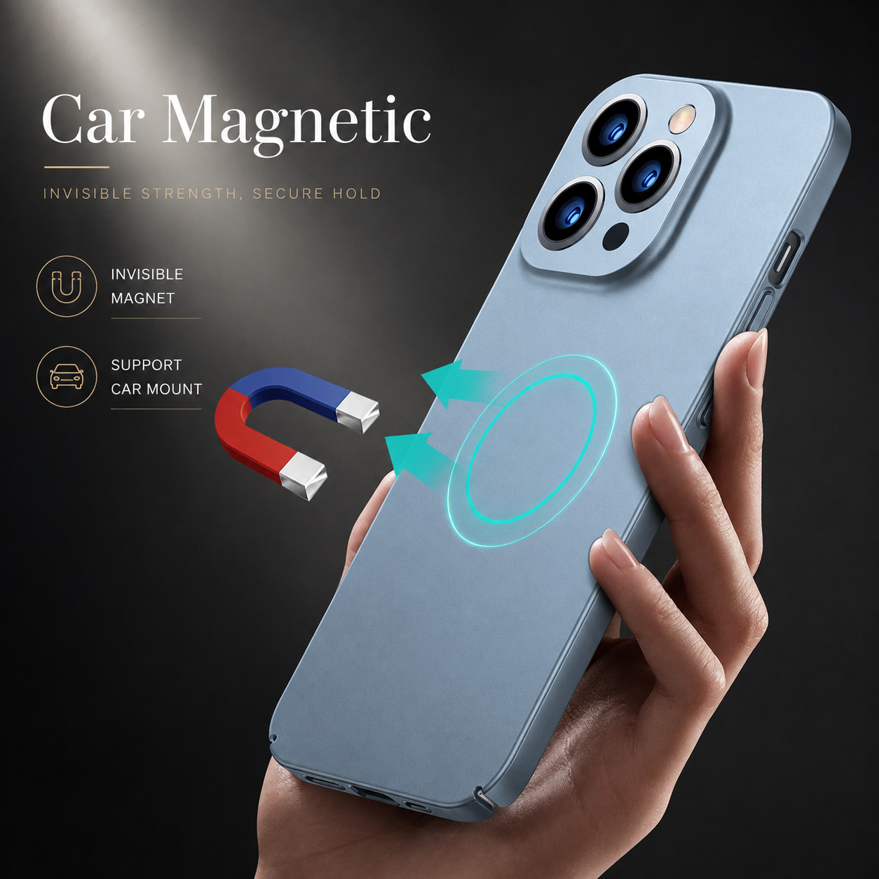 Premium Luxury iPhone Case MagSafe Compatible Magnetic Car Mount Cover Matte Shockproof Camera Protection Ultra Thin Slim Durable Design Finish