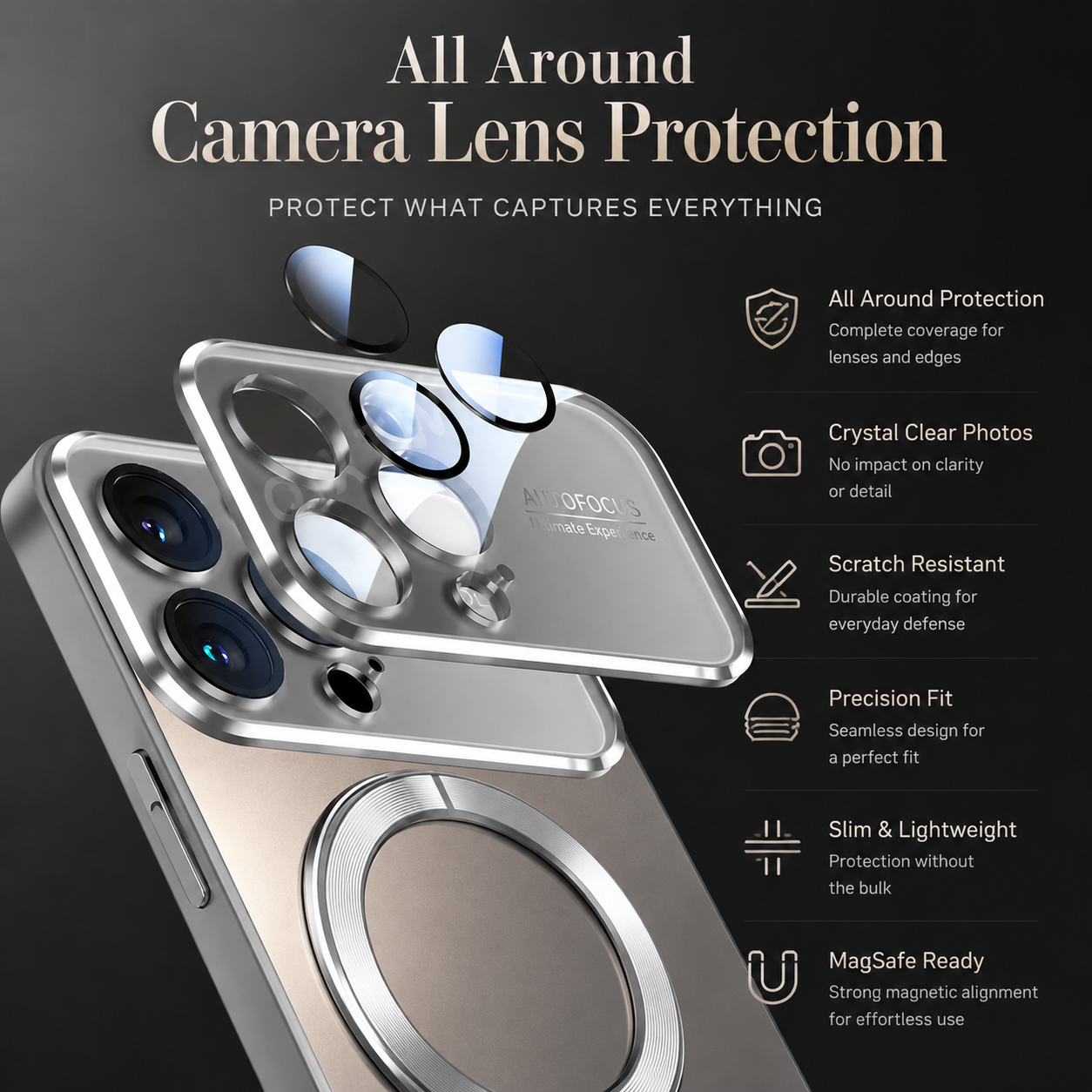 Premium Luxury iPhone Case MagSafe Compatible Matte Finish PC TPU Cover Shockproof Camera Protection Slim Full Coverage Design Finish