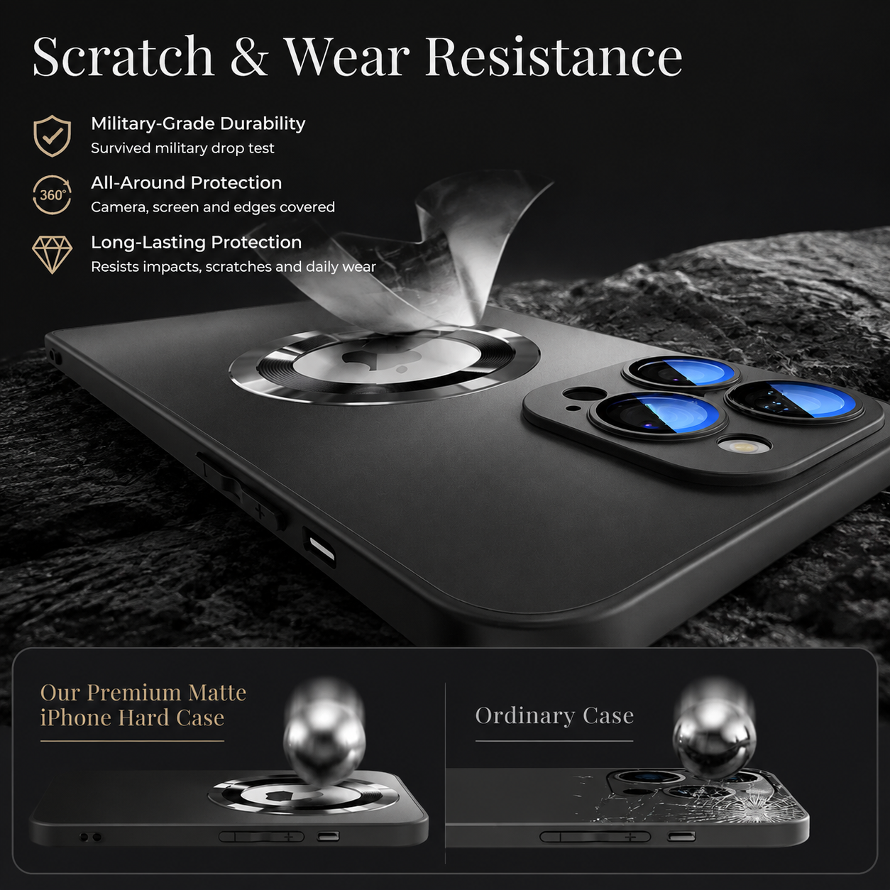 Premium Luxury iPhone Case MagSafe Compatible Matte Magnetic Cover Shockproof Camera Lens Protection Slim Protective Durable Design Finish Style Fit