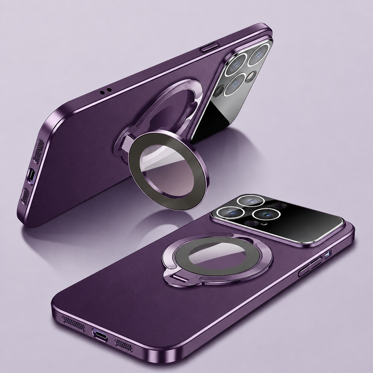 Premium Luxury iPhone Case MagSafe Compatible Matte Ring Stand Cover Hard PC Shockproof Camera Protection Ultra Thin Slim Durable Design Finish