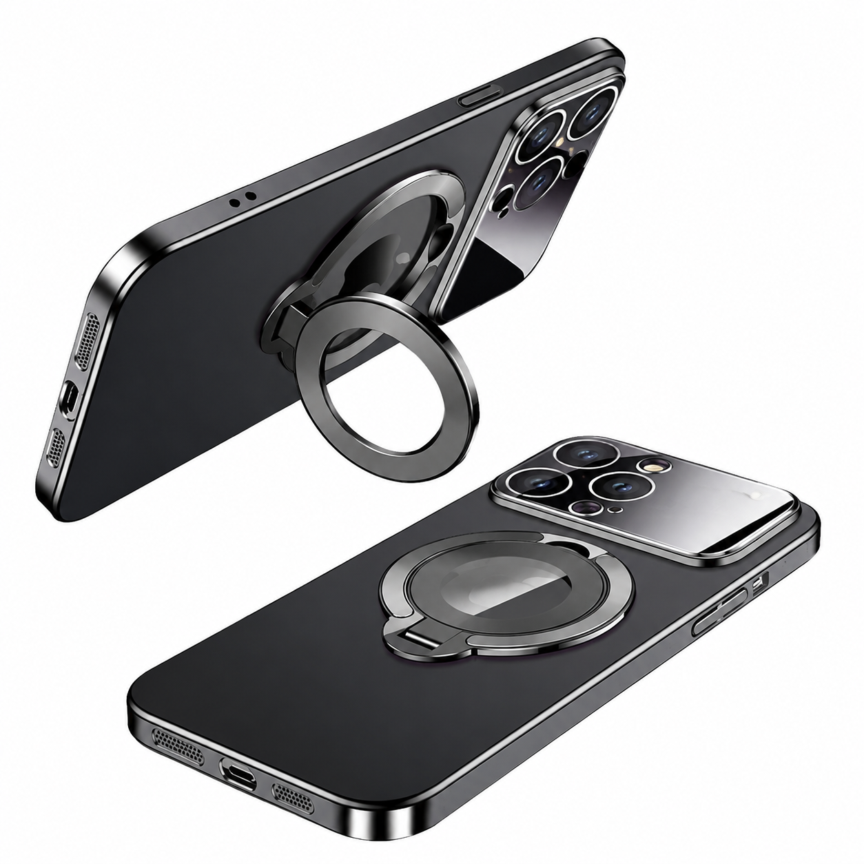 Premium Luxury iPhone Case MagSafe Compatible Matte Ring Stand Cover Hard PC Shockproof Camera Protection Ultra Thin Slim Durable Design Finish