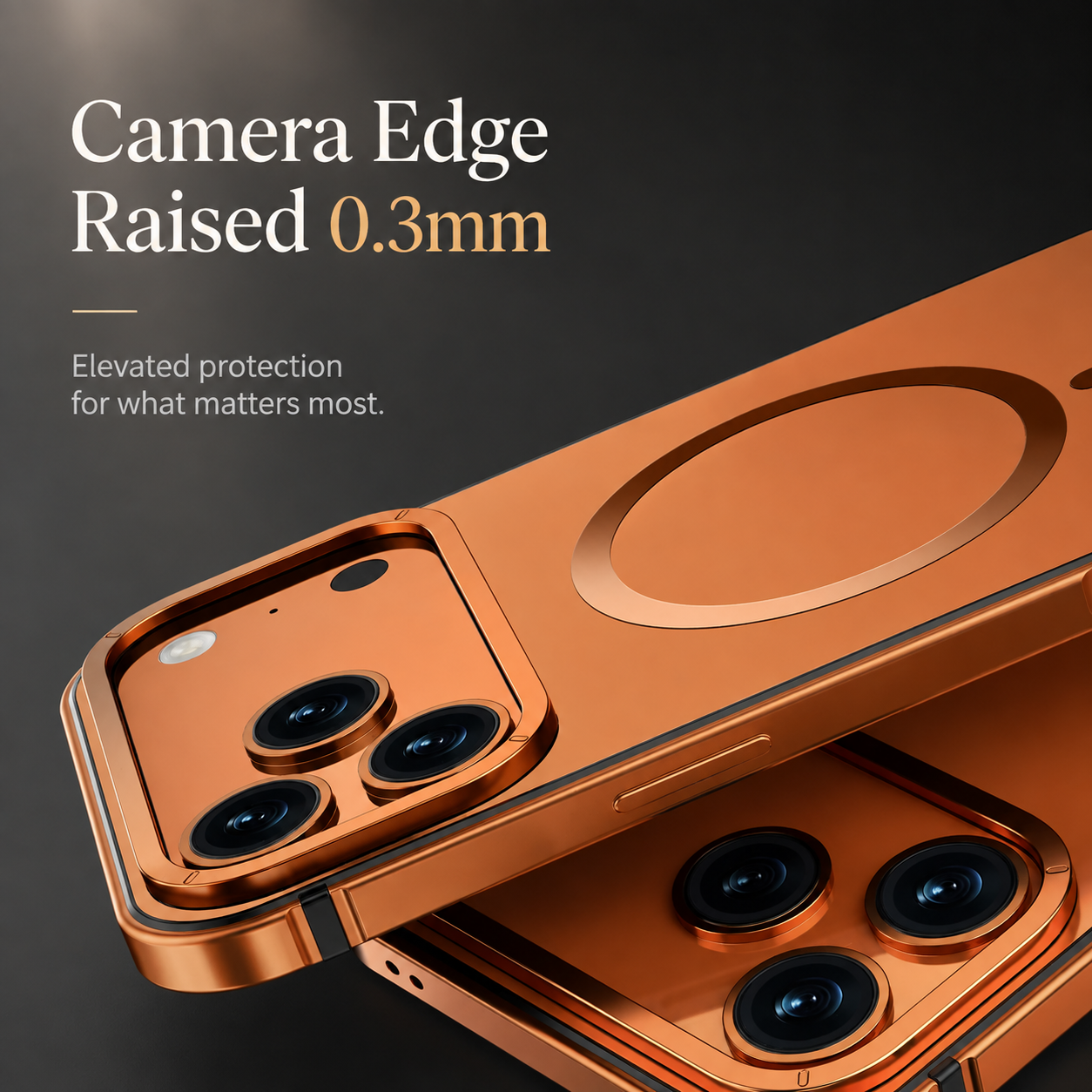 Premium Luxury iPhone Case MagSafe Compatible Orange Aluminum Alloy Cover Magnetic Glass Camera Protection Shockproof Matte Anti Scratch Durable Design