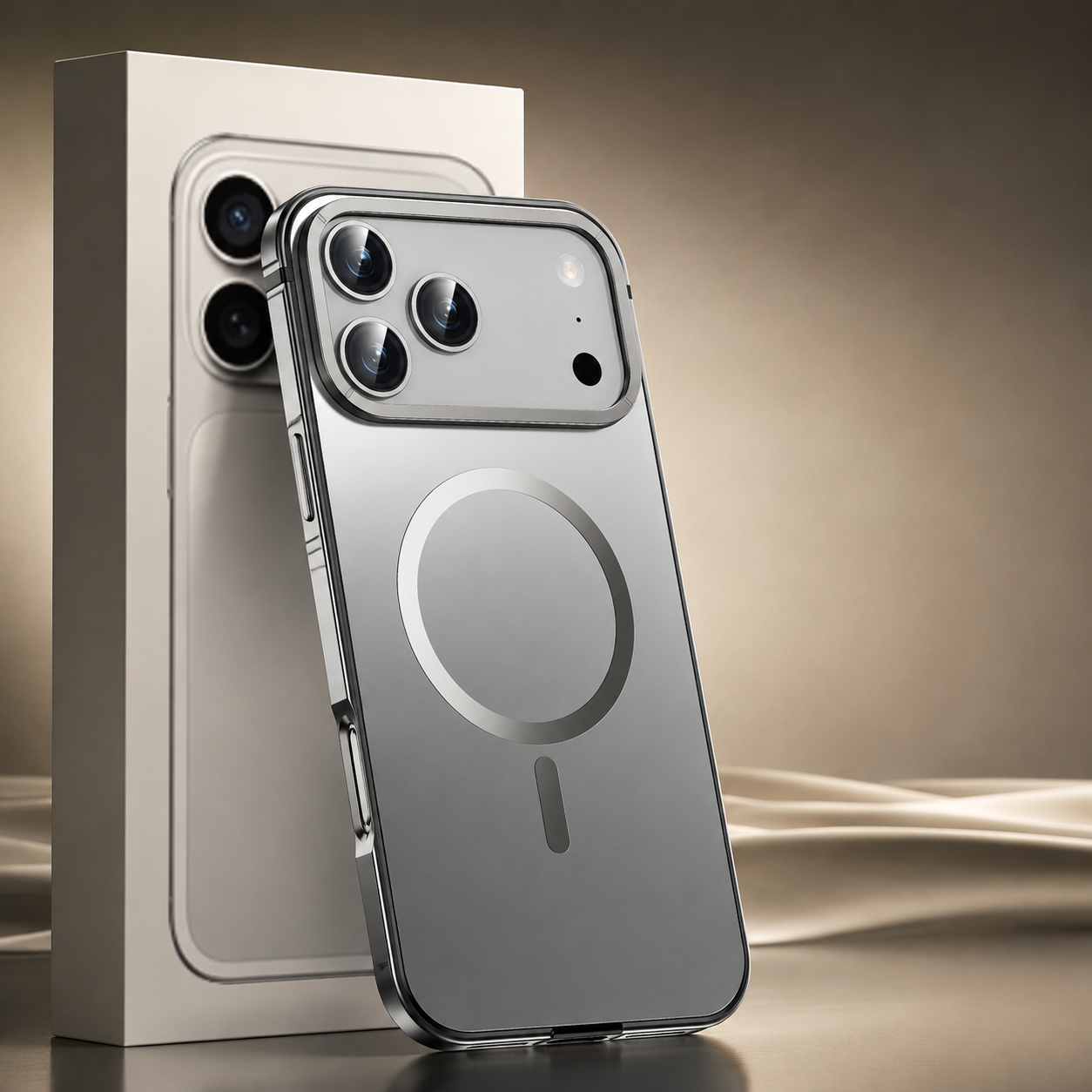 Premium Luxury iPhone Case MagSafe Compatible Orange Aluminum Alloy Cover Magnetic Glass Camera Protection Shockproof Matte Anti Scratch Durable Design