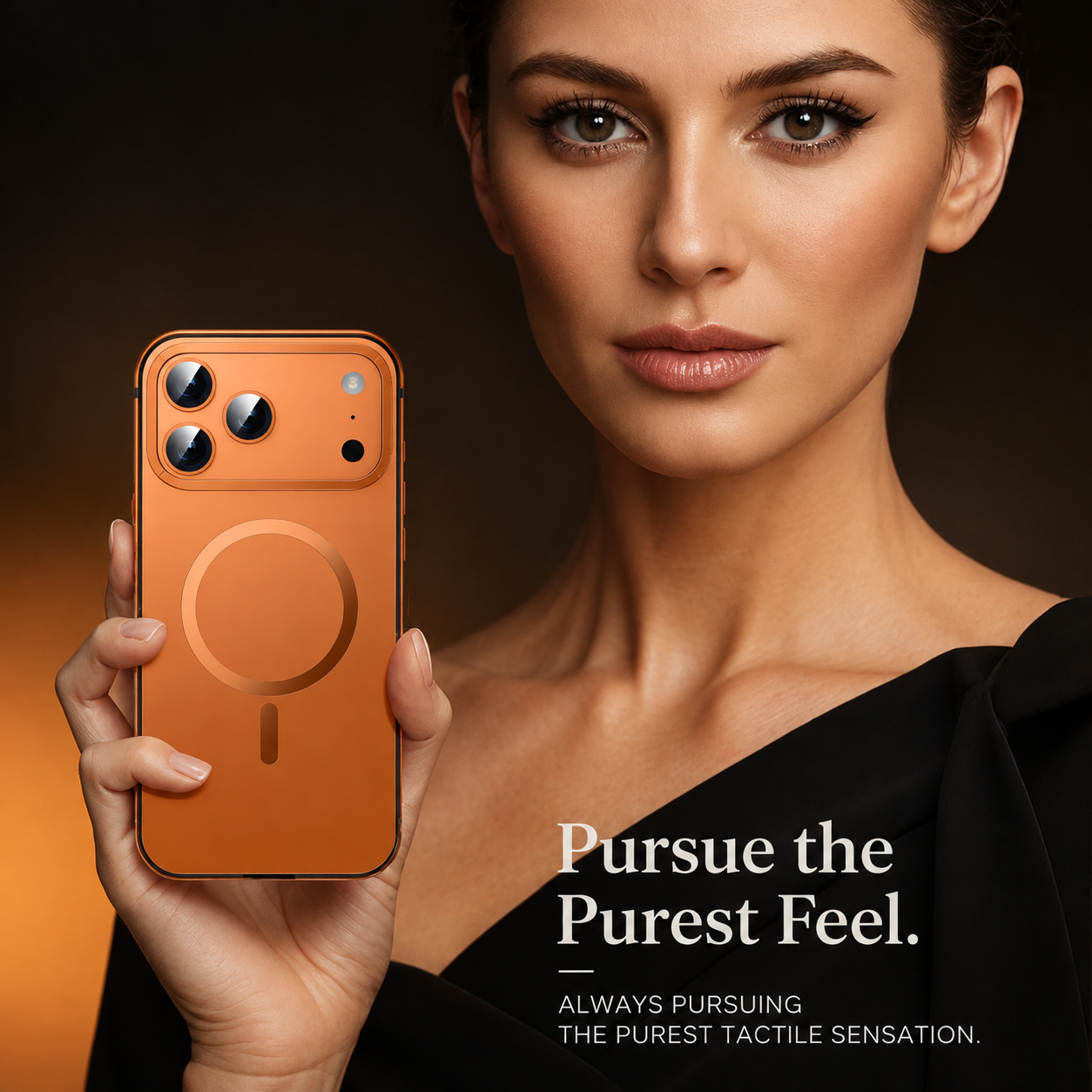 Premium Luxury iPhone Case MagSafe Compatible Orange Aluminum Alloy Cover Magnetic Glass Camera Protection Shockproof Matte Anti Scratch Protective Durable Design