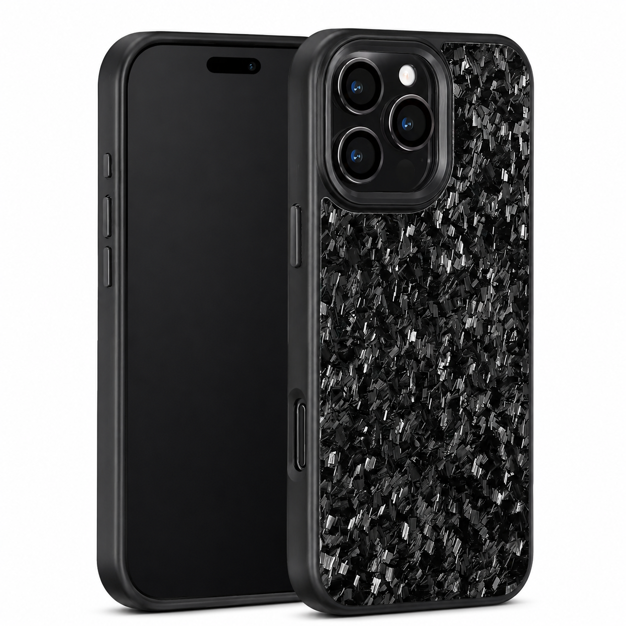 Premium Luxury iPhone Case MagSafe Compatible Real Forged Carbon Fiber Cover Metal Lens Button Shockproof Dual Layer Full Coverage Protective Design