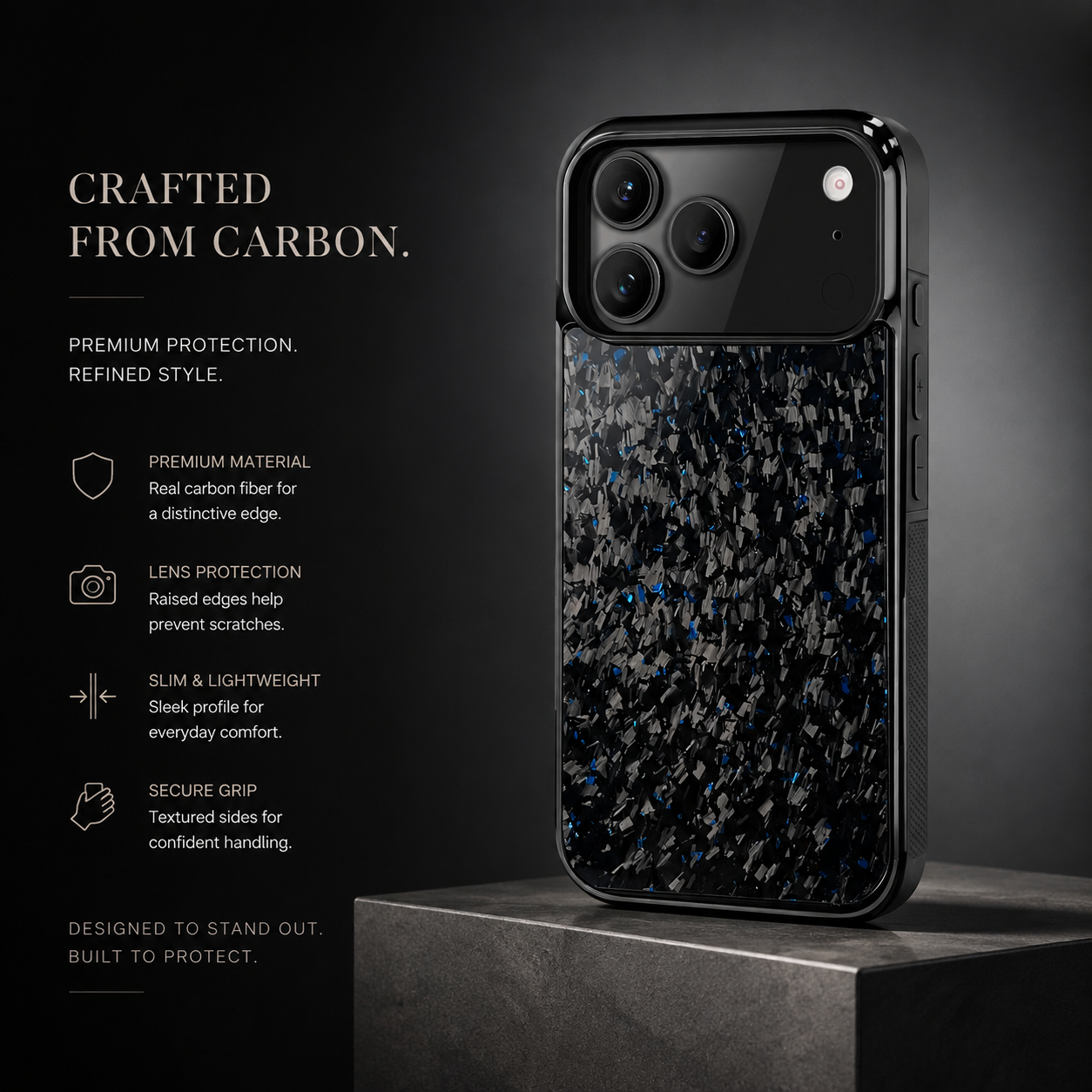 Premium Luxury iPhone Case MagSafe Compatible Real Forged Carbon Fiber Cover Shockproof Full Coverage TPU Hybrid Non Slip Durable Protective Design