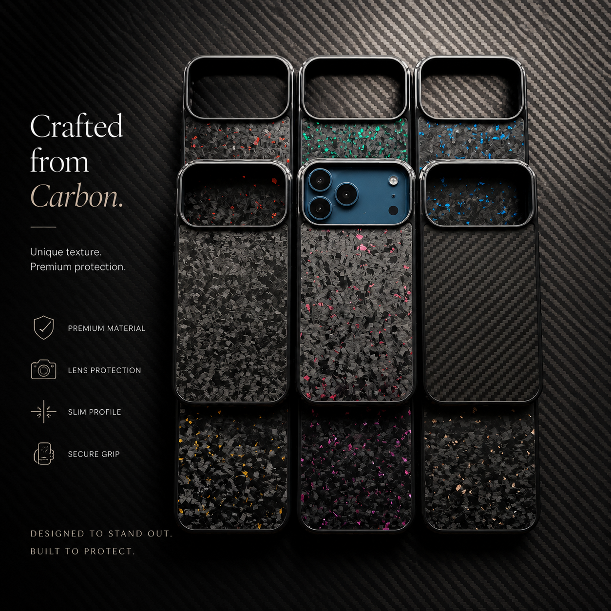 Premium Luxury iPhone Case MagSafe Compatible Real Forged Carbon Fiber Cover Shockproof Full Coverage TPU Hybrid Non Slip Durable Protective Design