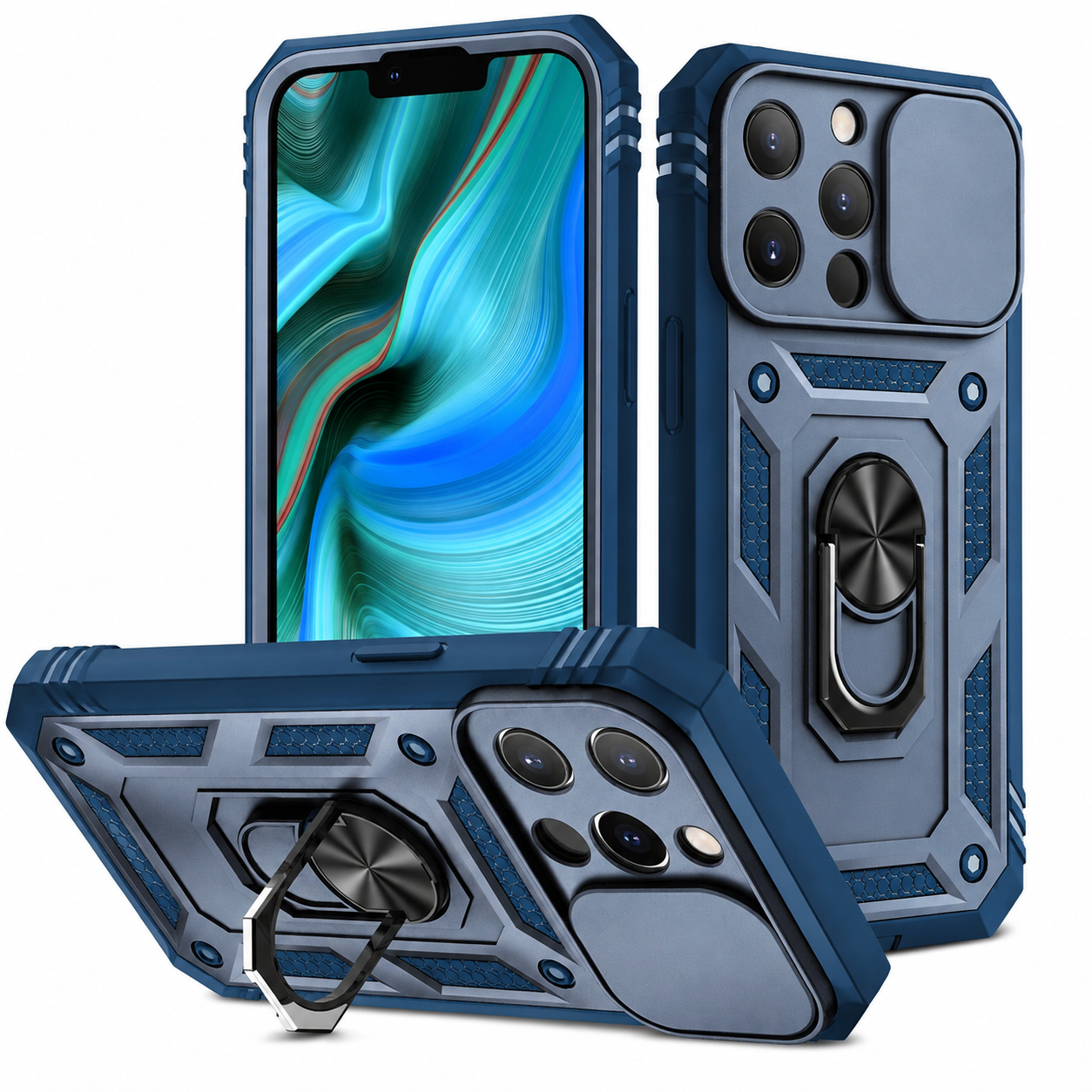 Premium Luxury iPhone Case MagSafe Compatible Rugged Armor Cover Kickstand Card Holder Shockproof 360 Protection Camera Lens Durable Design Finish