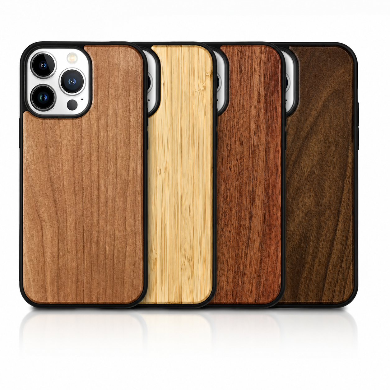 Premium Luxury iPhone Case MagSafe Compatible Solid Bamboo Wood Cover Hard Back Shockproof Camera Protection Slim Natural Design Finish