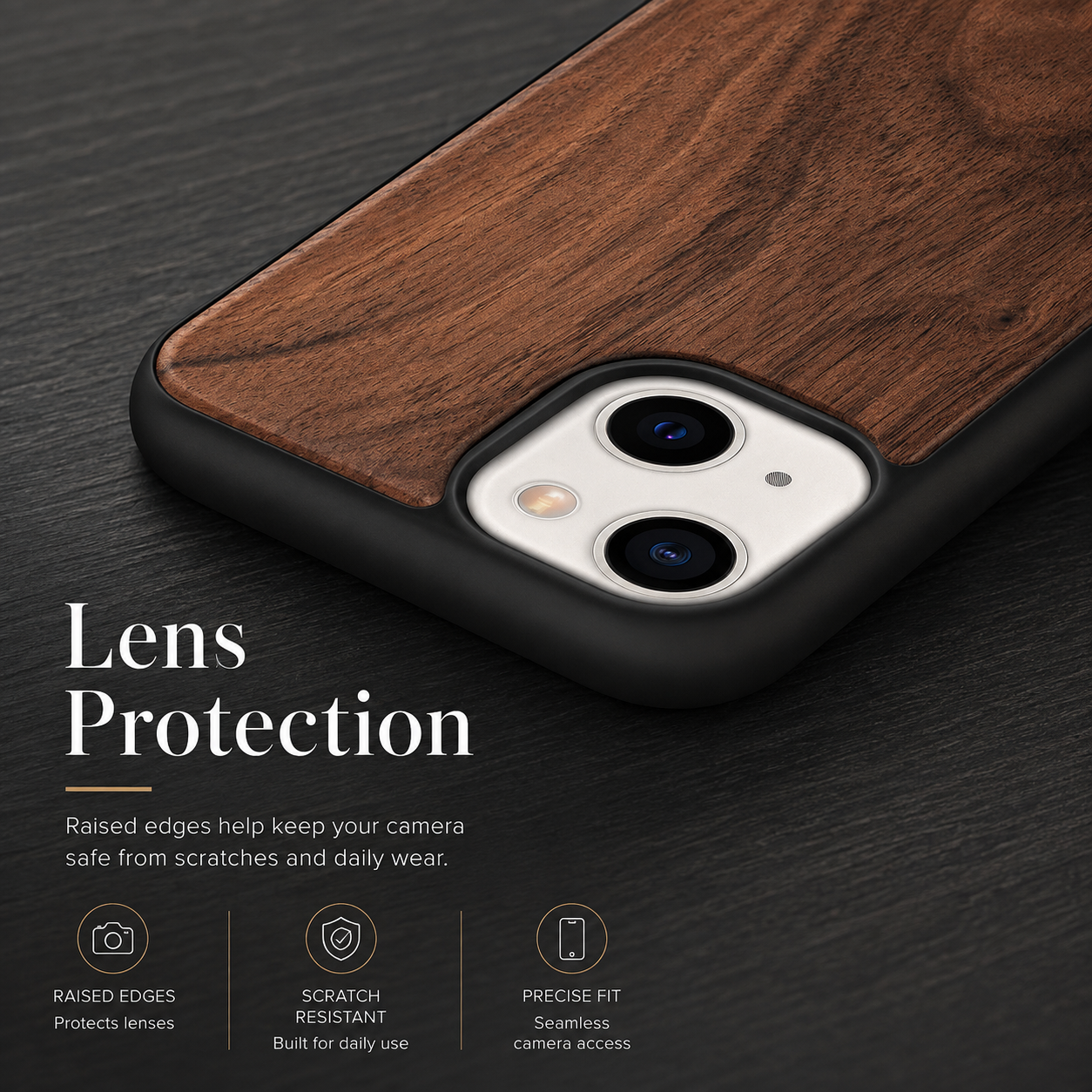 Premium Luxury iPhone Case MagSafe Compatible Solid Bamboo Wood Cover Hard Back Shockproof Camera Protection Slim Natural Design Finish